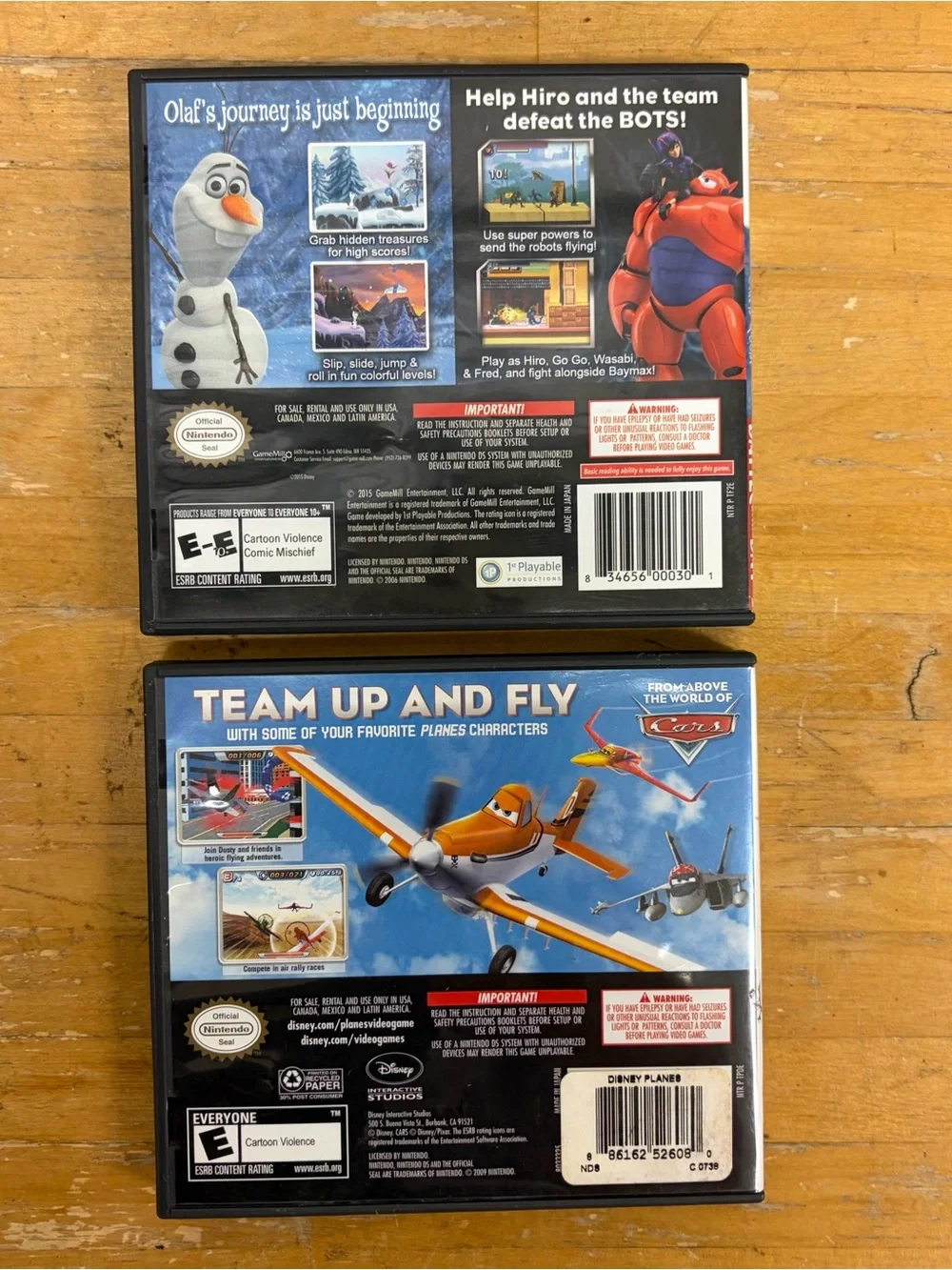 Lot of 2: Disney Planes/Big Hero 6 & Frozen Olaf's Quest (2 Pack) Nintendo DS